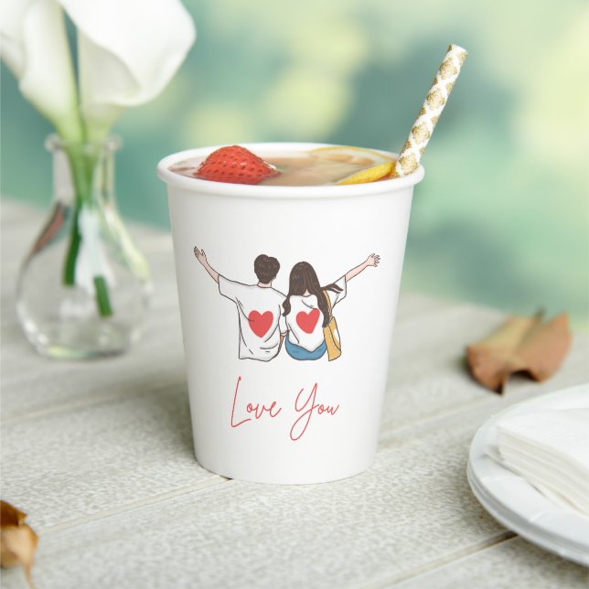 Gobelets En Papier Love You Couple Art Paper Cup (Insitu)