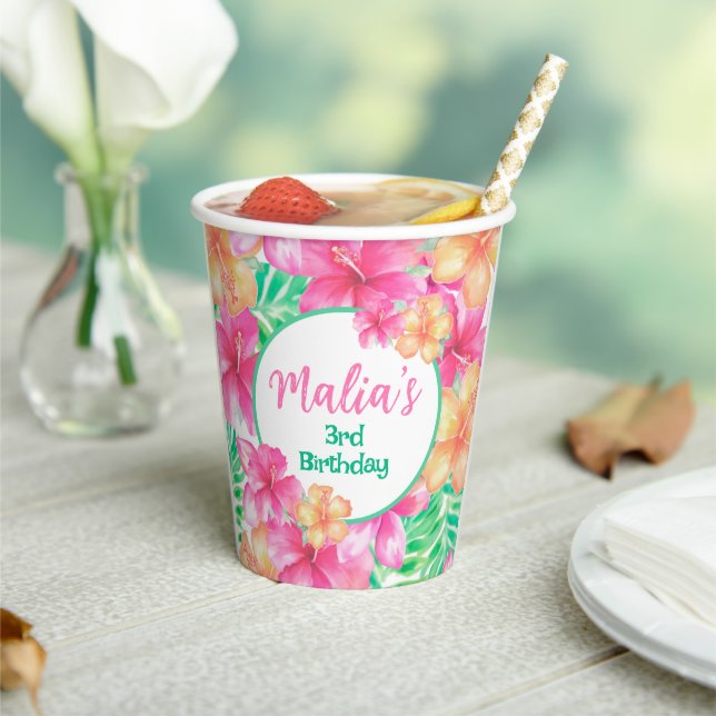 Gobelets En Papier Luau 3e anniversaire (Insitu)
