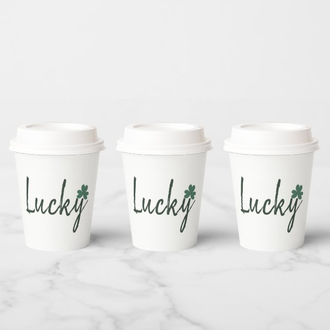 Gobelets En Papier Lucky Jour de la Saint Patrick Shamrock irlandais  (Multi)