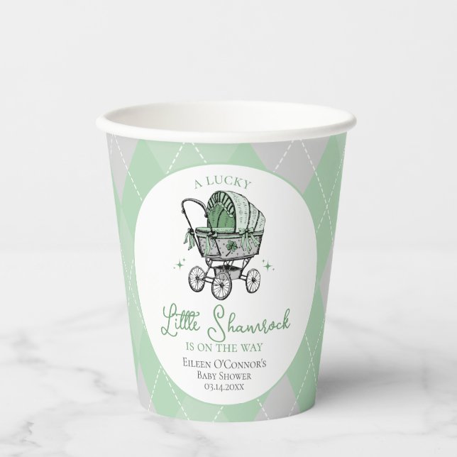 Gobelets En Papier Lucky Little Shamrock St patrick Baby shower (Recto)