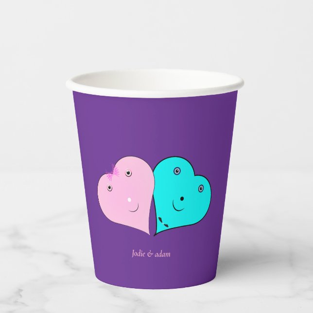 Gobelets En Papier m. & mme Ballotin de coeurs (Recto)