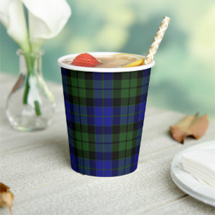Gobelets En Papier MacKay Green Tartan Scottish Plaid Motif