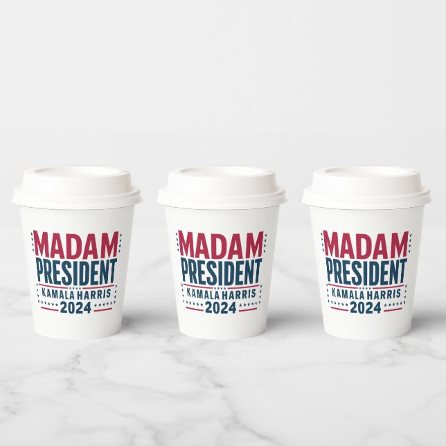 Gobelets En Papier Madame la Présidente Kamala Harris 2024 Vote Democ (Multi)