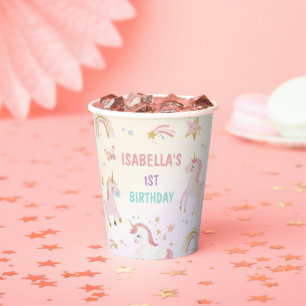 Gobelets En Papier Magic Pastel Unicorn Rainbow Birthday Party