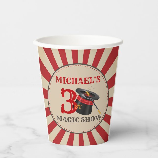 Gobelets En Papier Magic Show Circus Anniversaire Coupes de papier (Recto)