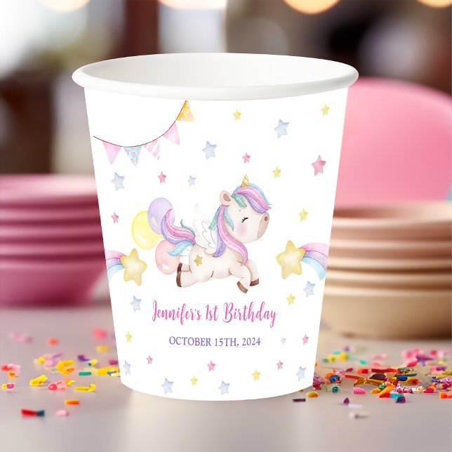 Gobelets En Papier Magique Unicorn Rainbow Anniversaire Party (Créateur téléchargé)