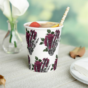 Gobelets En Papier Main de squelette florale de Bourgogne gothique