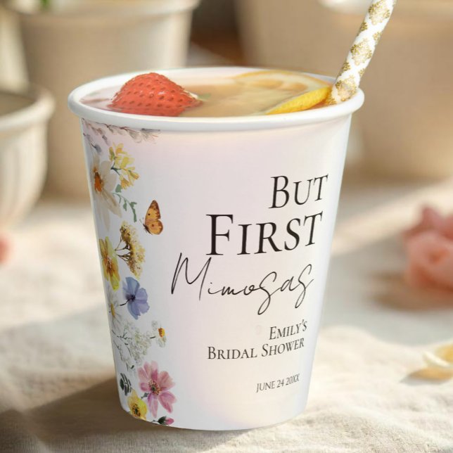Gobelets En Papier Mais les premiers mimosas | Fête des mariées Boho  (Créateur téléchargé)