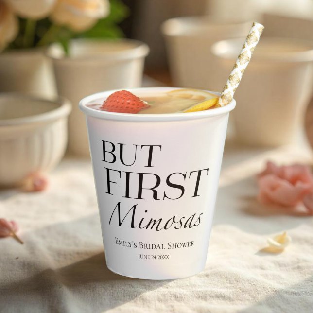 Gobelets En Papier Mais les premiers mimosas | Fête des mariées noire (Créateur téléchargé)