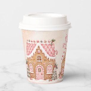 Gobelets En Papier Maison en pain d'épices Fête de Noël Papier Rose