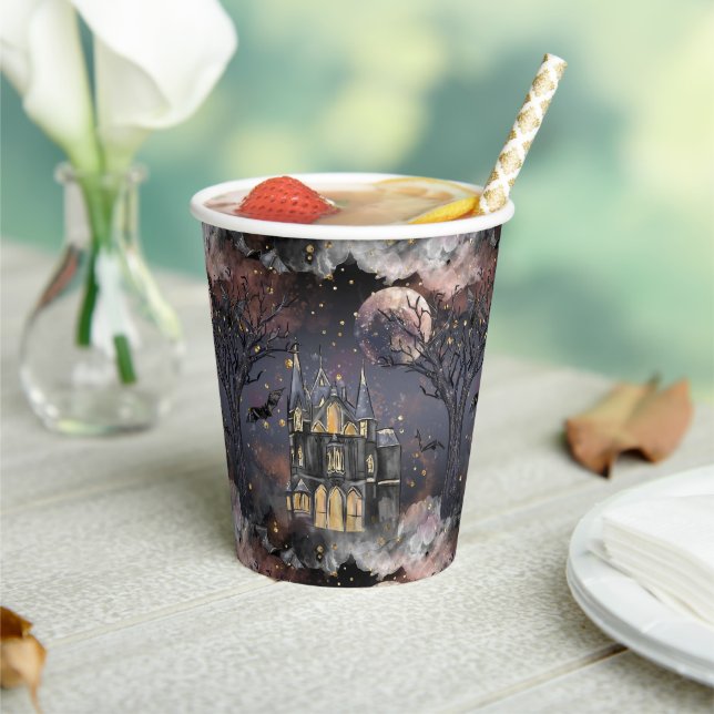 Gobelets En Papier Maison hantée | Arbre à Pleines lunes Éffrayantes  (Insitu)