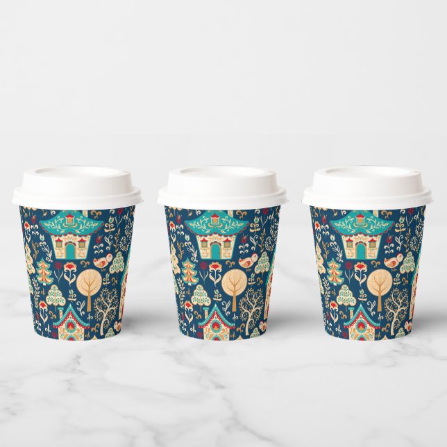 Gobelets En Papier Maisons nordiques Whimsical (Multi)