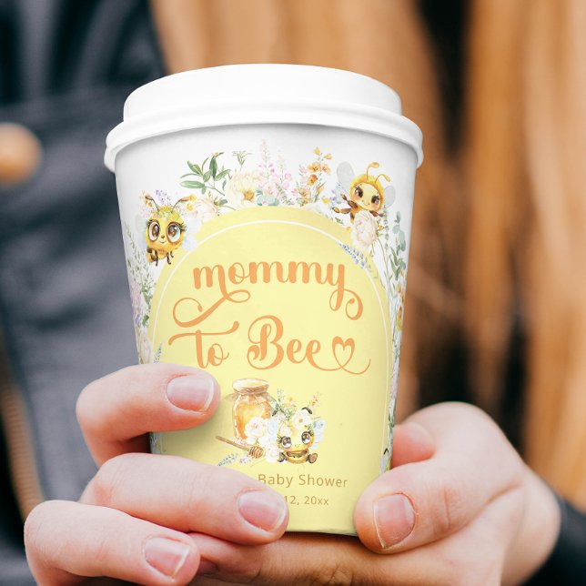Gobelets En Papier Maman d'abeilles mignonne bourdon d'abeilles Baby  (Créateur téléchargé)