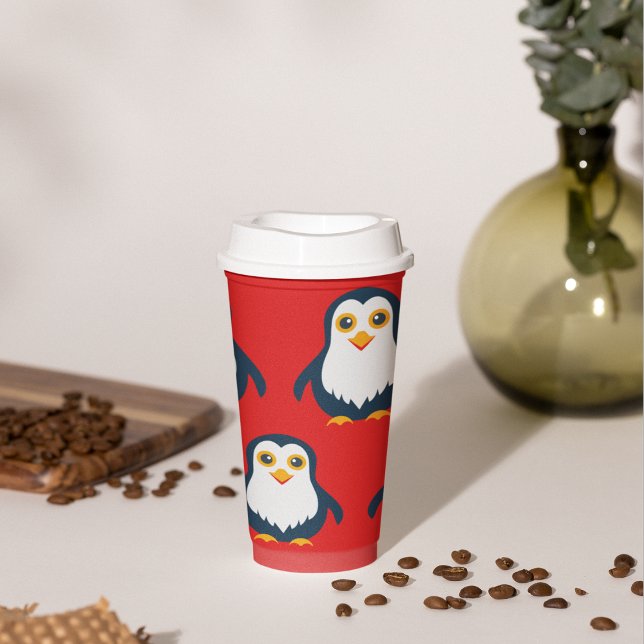 Gobelets En Papier Manchot bébé  (baby penguin cartoon kids,adult party stationery, birthday party use and throw paper cups)