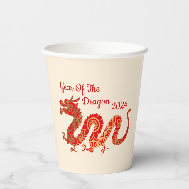 Gobelets En Papier Mandala Dragon 2024 - Nouvel An chinois (Verso)