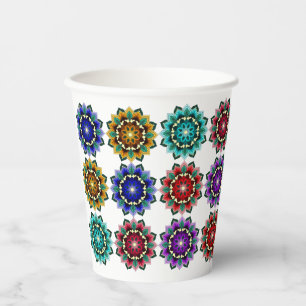 Gobelets En Papier Mandala en différentes couleurs