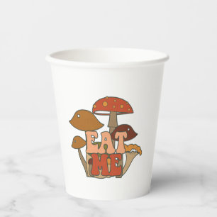 Gobelets En Papier "Mange-moi" - Conception Whimsical Mushroom