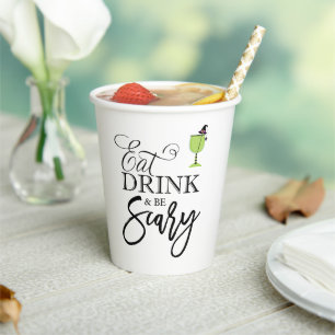 Gobelets En Papier "Mangez, buvez et soyez effrayants" Halloween Part