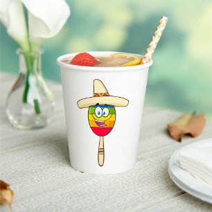 Gobelets En Papier Maraca avec Sombrero Fiesta Colorée