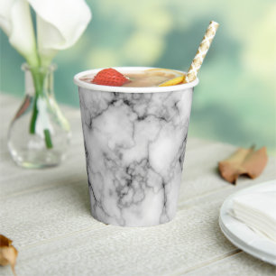 Gobelets En Papier Marbre blanc