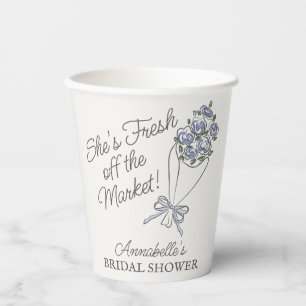 Gobelets En Papier Marché aux fleurs bleues Fête des mariées florale 