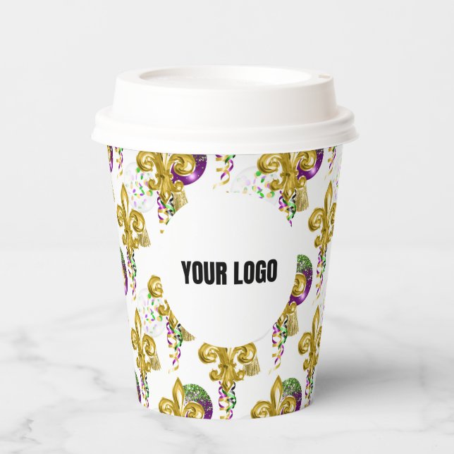 Gobelets En Papier Mardi Gras Lily Festival Coupes personnalisées Or  (Recto)