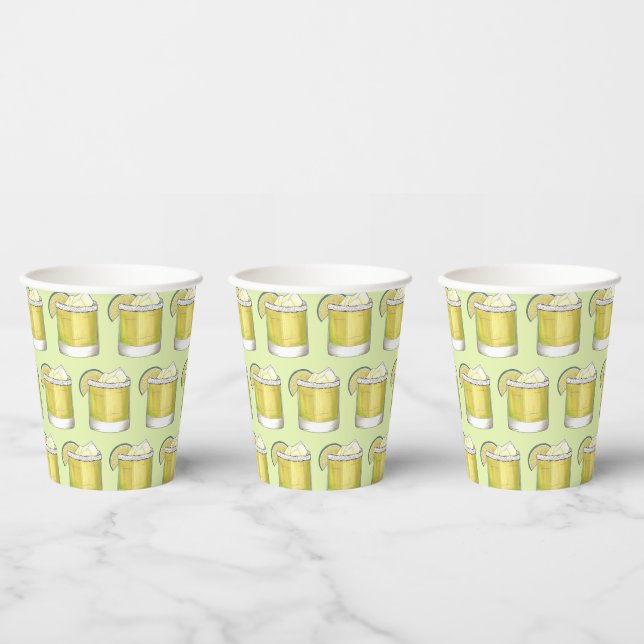 Gobelets En Papier Margarita Cocktail d'été Mixte Boisson Lime Vert (Multi)
