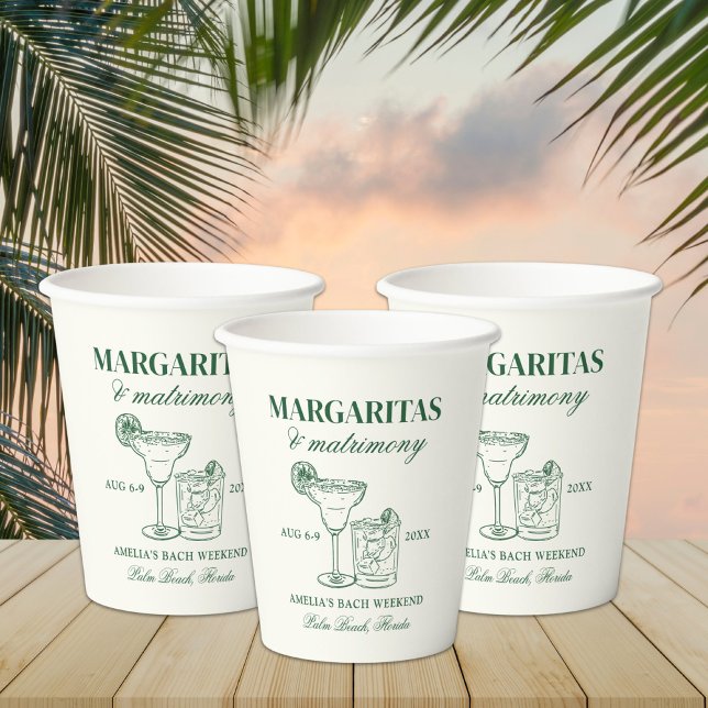 Gobelets En Papier Margaritas & Mariage Bachelorette Week-end (Créateur téléchargé)