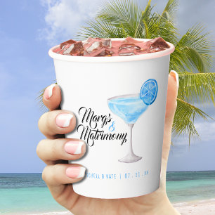 Gobelets En Papier Margs & Matrimony Blue Margarita Enterrement de Vi