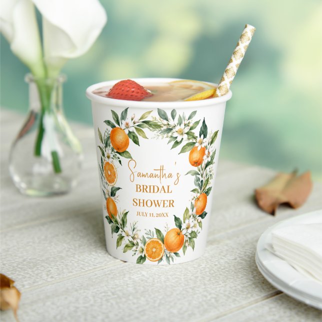 Gobelets En Papier Mariage Citron Orange Main Squeeze (Insitu)