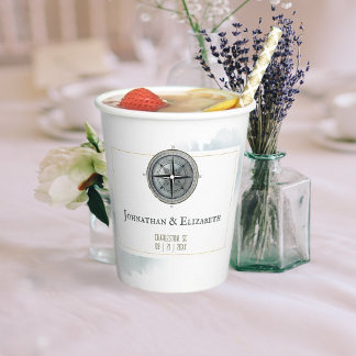 Gobelets En Papier Mariage de boussole marine vintage