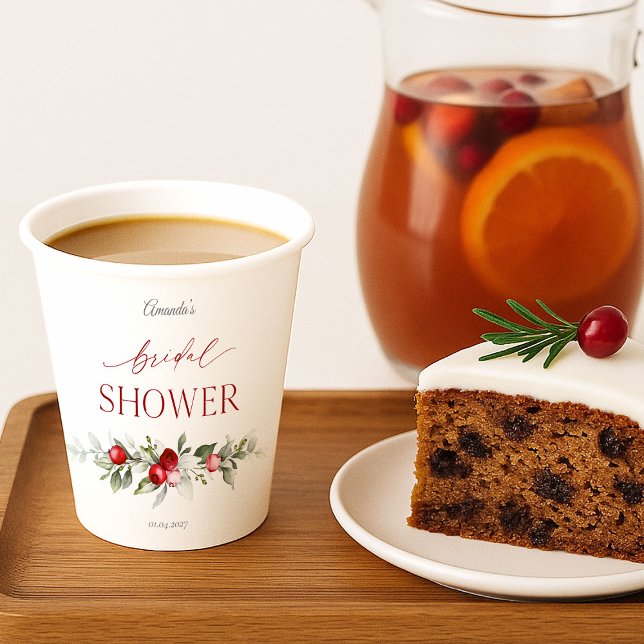 Gobelets En Papier Mariage de l'Hiver aux Baies (Créateur téléchargé)