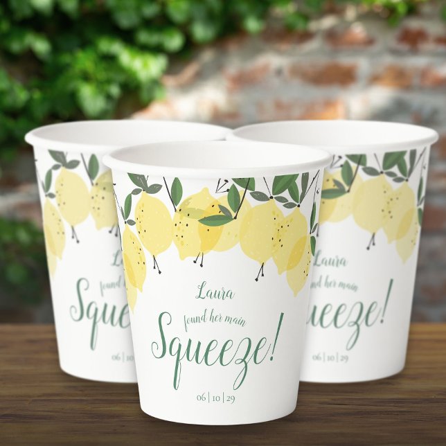Gobelets En Papier Mariage de Main Squeeze Lemons (Main Squeeze Lemons Bridal Shower Paper Cups)