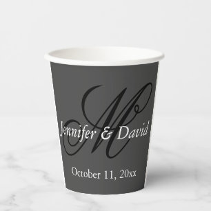 Gobelets En Papier Mariage de monogramme de calligraphie attirant