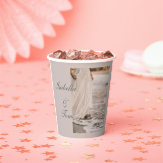 Gobelets En Papier Mariage de plage romantique sur la côte personnali