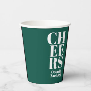 Gobelets En Papier Mariage de typographie moderne Emerald Green