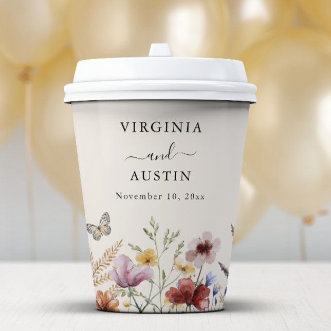 Gobelets En Papier Mariage Fleur sauvage Boho (Boho Wildflower Wedding Paper Cups
)