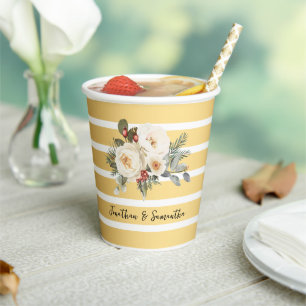 Gobelets en papier mariage Fleurs Blanches d'Hiver