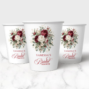 Gobelets en papier mariage floral bordeaux chic do
