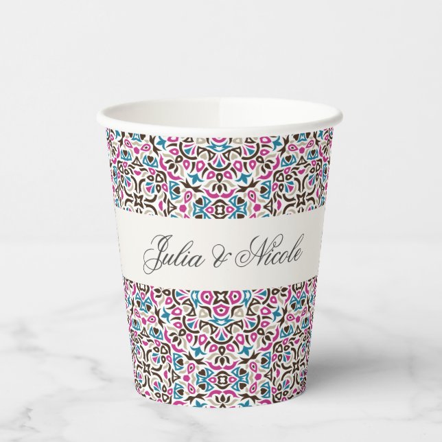 Gobelets En Papier Mariage géométrique en treillis marocain (Gauche)