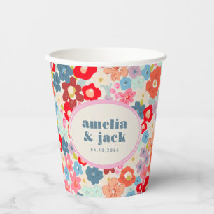 Gobelets En Papier Mariage Maximaliste Floral Joyeux et Lumineux