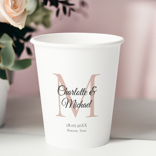 Gobelets En Papier Mariage monogramme (Monogram Wedding Paper Cups with your name and dates.)