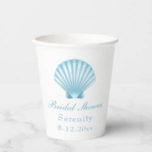 Gobelets En Papier Mariage Naissant Thème Marin Bleu Turquoise Coquil