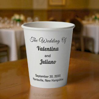 Gobelets en papier mariage Noir et Blanc