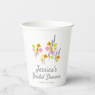 Gobelets En Papier Mariage personnalisé Fleurs sauvages rustiques de