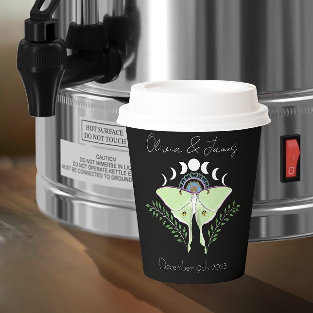 Gobelets En Papier Mariage Phases Luna Moth Moon (Créateur téléchargé)