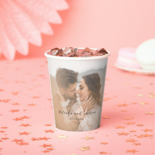 Gobelets En Papier Mariage photo neutre et terreux moderne