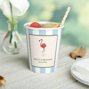 Gobelets En Papier Mariage Rétro Tropical de Plage Flamingo