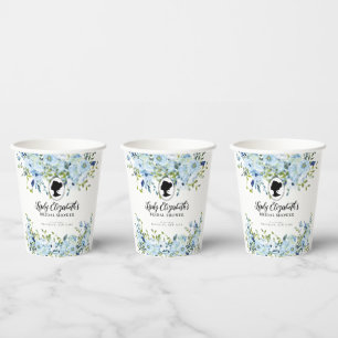 Gobelets En Papier Mariage Royal de la Société Régence Fleurs Bleues
