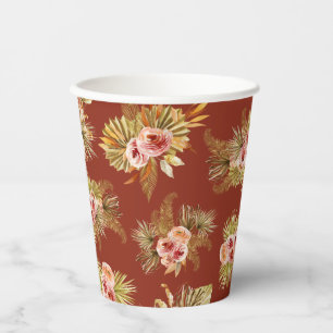 Gobelets En Papier Mariage Tropical Floral Vintage
